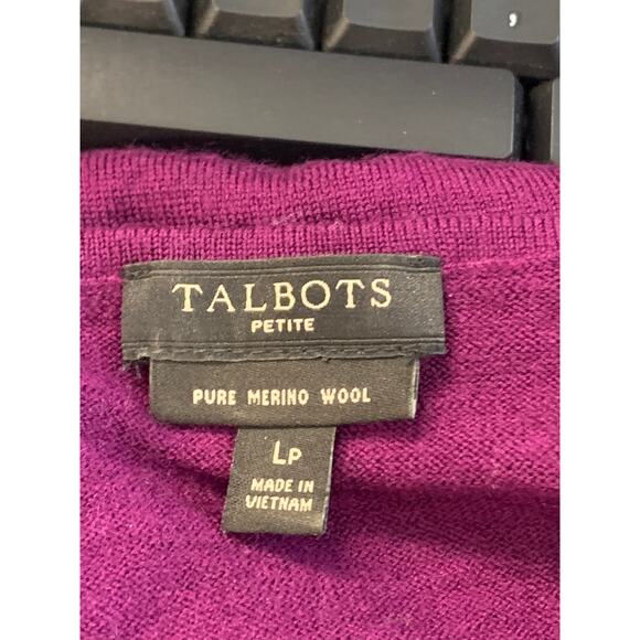 Talbots Women's Soft Merino V-Neck Pullover Sweater Long Sleeve Purple Size LP - Picture 3 of 5